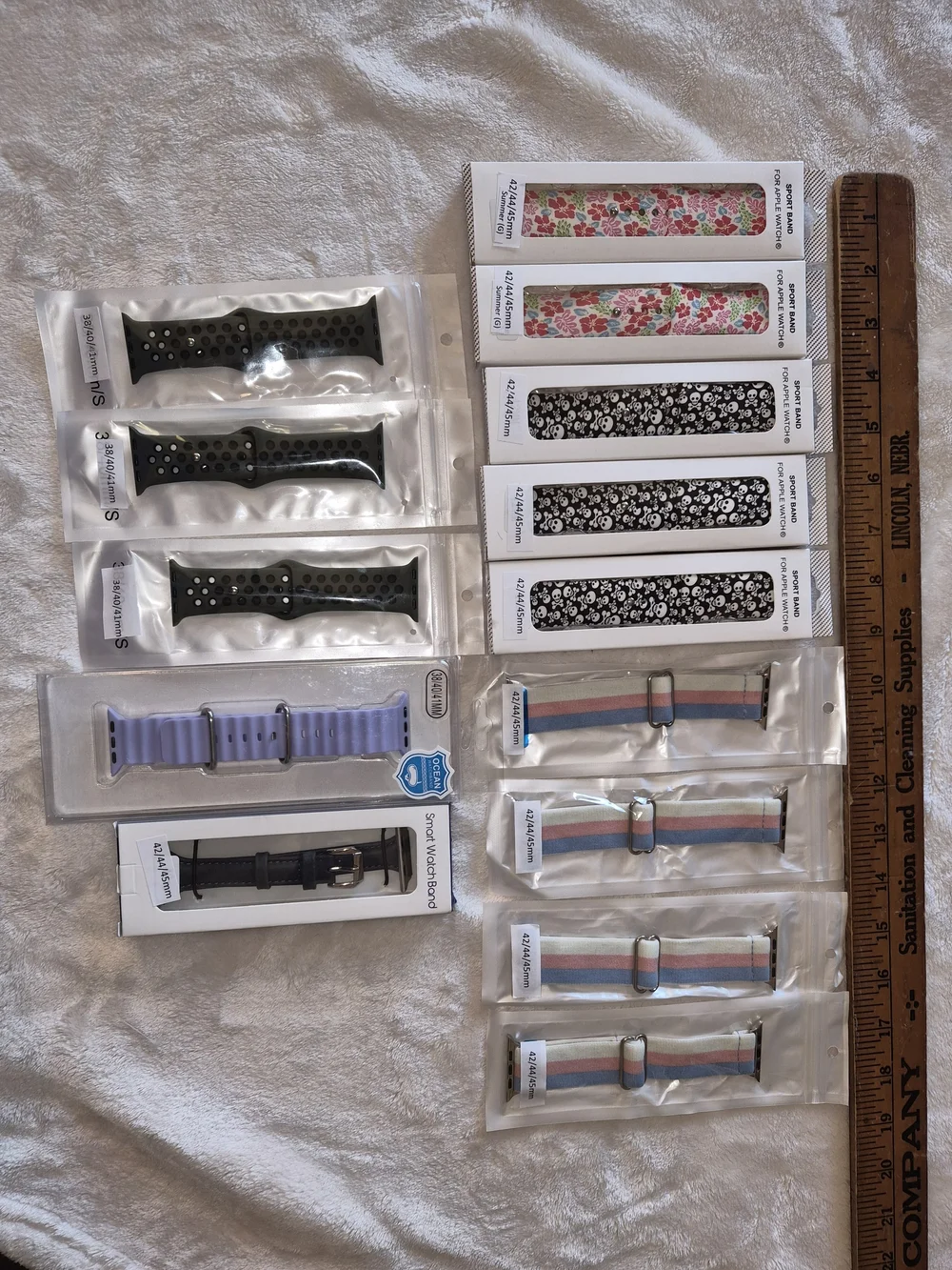 Apple Watch Band Lot of 13 | 42/44/45mm Sport, Silicone, Leather & Nylon Bands